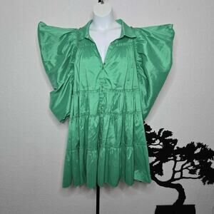 Love Highlight Green Puff Sleeve Babydoll Dress 3XL NWOT